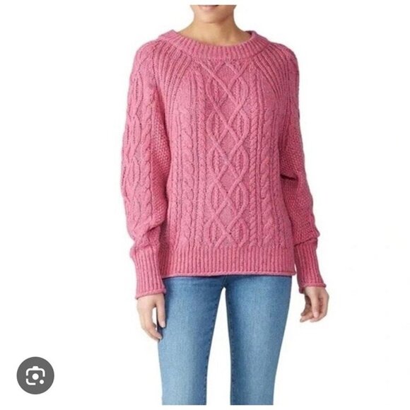 J. Crew Factory Sweaters - J. Crew Cable Knit Sweater Women XXS Pink Crew Neck Colorful‎ Speckled Preppy